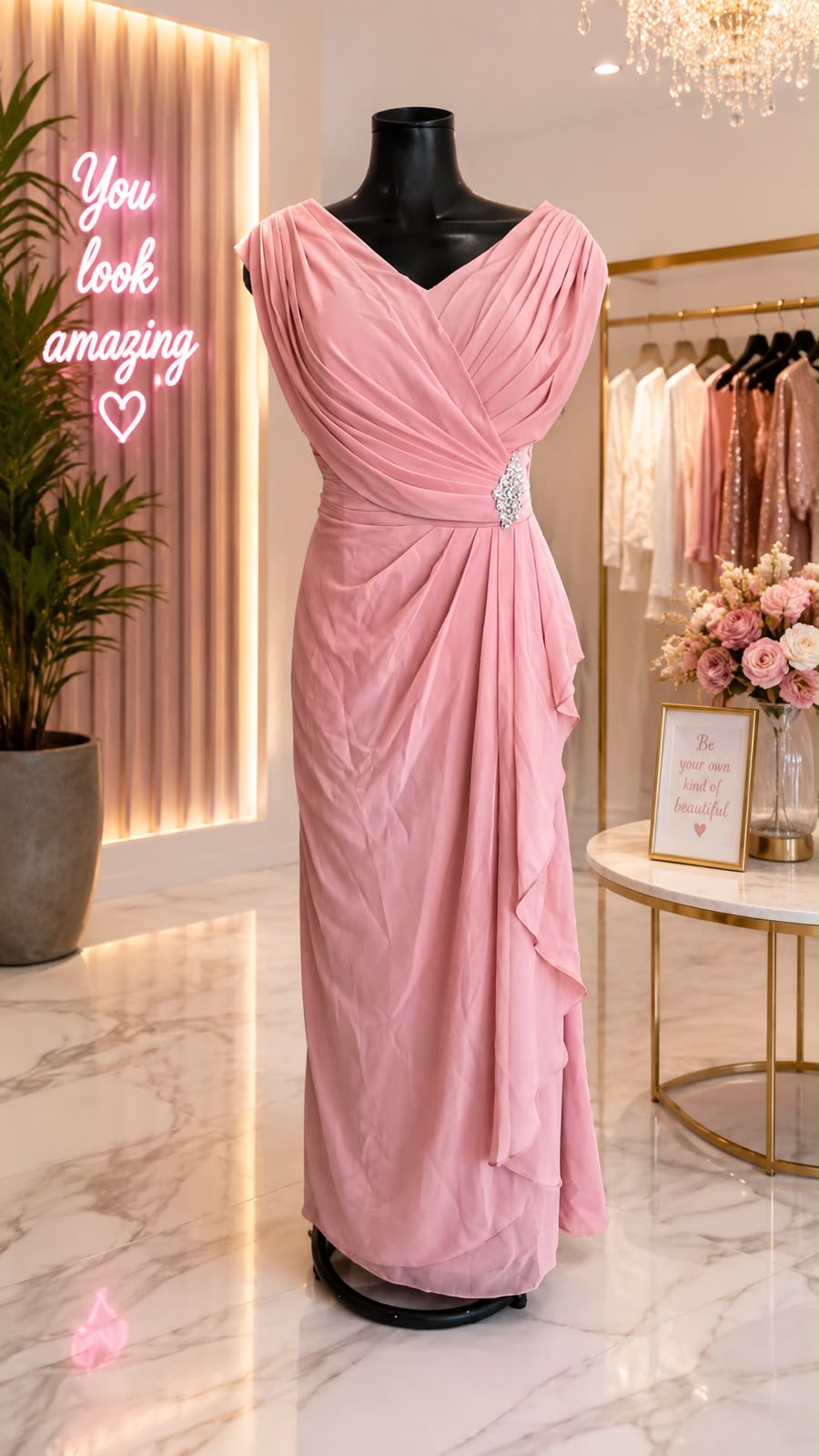 Vestido de gala rosa XL